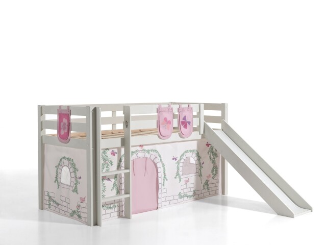 Spielbett >PINO< in Kiefer massiv grau lackiert - 210x114x218 (BxHxT)