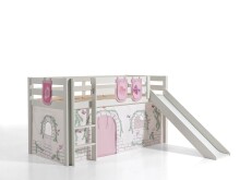 Spielbett >PINO< in Kiefer massiv grau lackiert -...
