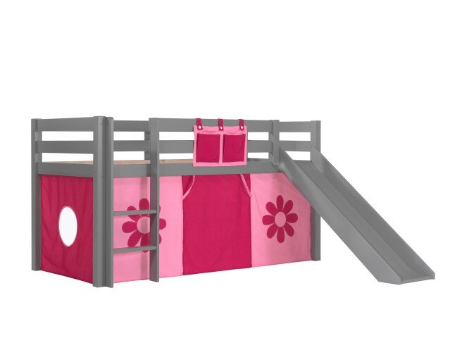 Spielbett >PINO< in Kiefer massiv grau lackiert - 210x114x218 (BxHxT)