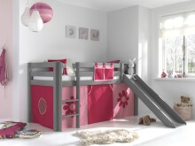 Spielbett >PINO< in Kiefer massiv grau lackiert - 210x114x218 (BxHxT)