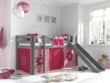 Spielbett >PINO< in Kiefer massiv grau lackiert -...