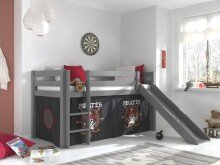 Spielbett >PINO< in Kiefer massiv grau lackiert -...