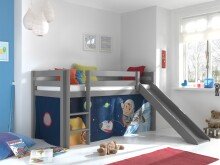 Spielbett >PINO< in Kiefer massiv grau lackiert -...