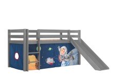 Spielbett >PINO< in Kiefer massiv grau lackiert -...
