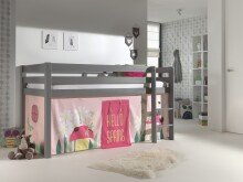Spielbett >PINO< in Kiefer massiv grau lackiert -...
