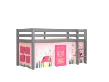 Spielbett >PINO< in Kiefer massiv grau lackiert -...
