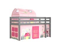 Spielbett >PINO< in Kiefer massiv grau lackiert -...