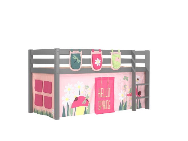 Spielbett >PINO< in Kiefer massiv grau lackiert - 210x114x106 (BxHxT)