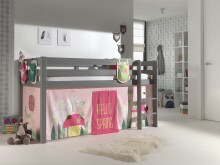 Spielbett >PINO< in Kiefer massiv grau lackiert - 210x114x106 (BxHxT)