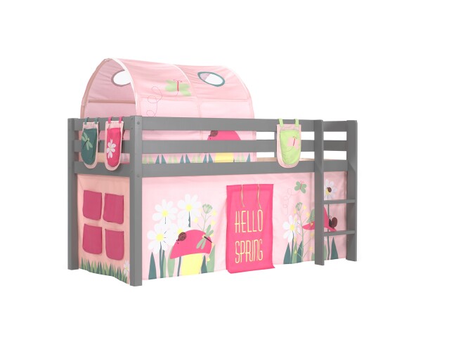 Spielbett >PINO< in Kiefer massiv grau lackiert - 210x114x106 (BxHxT)