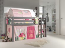 Spielbett >PINO< in Kiefer massiv grau lackiert - 210x114x106 (BxHxT)