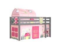 Spielbett >PINO< in Kiefer massiv grau lackiert -...