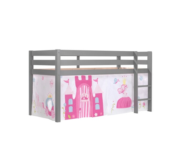 Spielbett >PINO< in Kiefer massiv grau lackiert - 210x114x106 (BxHxT)