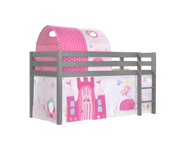 Spielbett >PINO< in Kiefer massiv grau lackiert - 210x114x106 (BxHxT)