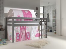 Spielbett >PINO< in Kiefer massiv grau lackiert - 210x114x106 (BxHxT)