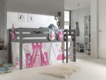 Spielbett >PINO< in Kiefer massiv grau lackiert - 210x114x106 (BxHxT)