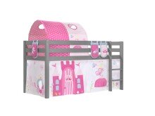 Spielbett >PINO< in Kiefer massiv grau lackiert -...