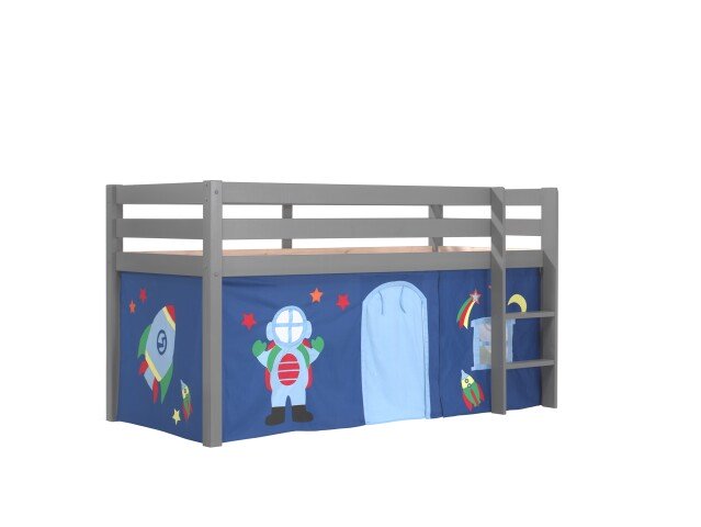 Spielbett >PINO< in Kiefer massiv grau lackiert - 210x114x106 (BxHxT)