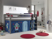 Spielbett >PINO< in Kiefer massiv grau lackiert - 210x114x106 (BxHxT)