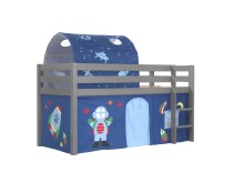 Spielbett >PINO< in Kiefer massiv grau lackiert -...