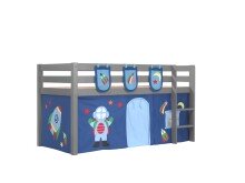 Spielbett >PINO< in Kiefer massiv grau lackiert -...