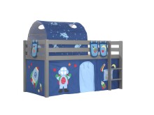 Spielbett >PINO< in Kiefer massiv grau lackiert -...