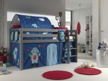 Spielbett >PINO< in Kiefer massiv grau lackiert - 210x114x106 (BxHxT)