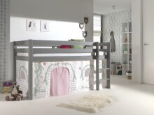 Spielbett >PINO< in Kiefer massiv grau lackiert -...