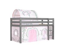 Spielbett >PINO< in Kiefer massiv grau lackiert -...