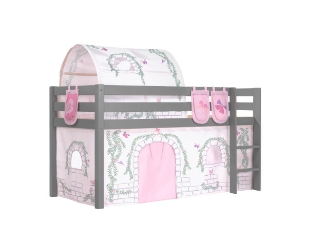 Spielbett >PINO< in Kiefer massiv grau lackiert - 210x114x106 (BxHxT)