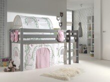 Spielbett >PINO< in Kiefer massiv grau lackiert - 210x114x106 (BxHxT)