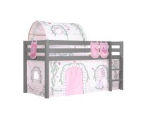 Spielbett >PINO< in Kiefer massiv grau lackiert -...