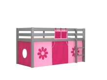 Spielbett >PINO< in Kiefer massiv grau lackiert -...