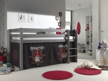 Spielbett >PINO< in Kiefer massiv grau lackiert - 210x114x106 (BxHxT)