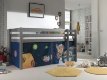 Spielbett >PINO< in Kiefer massiv grau lackiert - 210x114x106 (BxHxT)