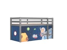 Spielbett >PINO< in Kiefer massiv grau lackiert -...