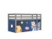 Spielbett >PINO< in Kiefer massiv grau lackiert - 210x114x106 (BxHxT)