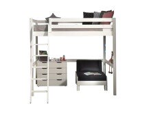 Hochbett >PINO< in Kiefer massiv weiß...