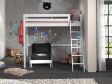 Hochbett >PINO< in Kiefer massiv weiß...