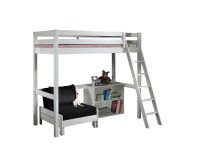 Hochbett >PINO< in Kiefer massiv weiß...