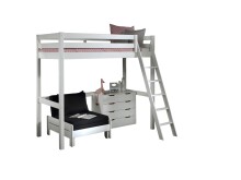 Hochbett >PINO< in Kiefer massiv weiß...