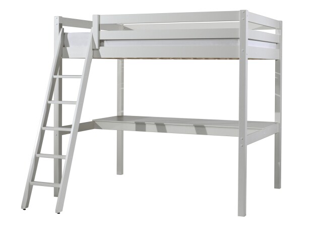 Hochbett >PINO< in Kiefer massiv weiß lackiert - 209x190x215 (BxHxT)