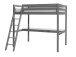 Hochbett >PINO< in Kiefer massiv grau lackiert - 209x190x215 (BxHxT)