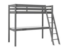 Hochbett >PINO< in Kiefer massiv grau lackiert - 209x190x165 (BxHxT)