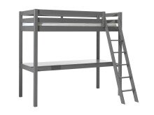 Hochbett >PINO< in Kiefer massiv grau lackiert -...