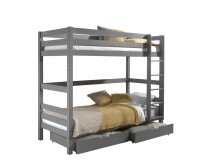 Etagenbett >PINO< in Kiefer massiv grau lackiert -...