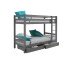 Etagenbett >PINO< in Kiefer massiv grau lackiert - 210x161x105 (BxHxT)