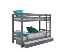 Etagenbett >PINO< in Kiefer massiv grau lackiert -...