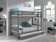Etagenbett >PINO< in Kiefer massiv grau lackiert - 210x161x105 (BxHxT)