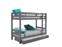 Etagenbett >PINO< in Kiefer massiv grau lackiert -...